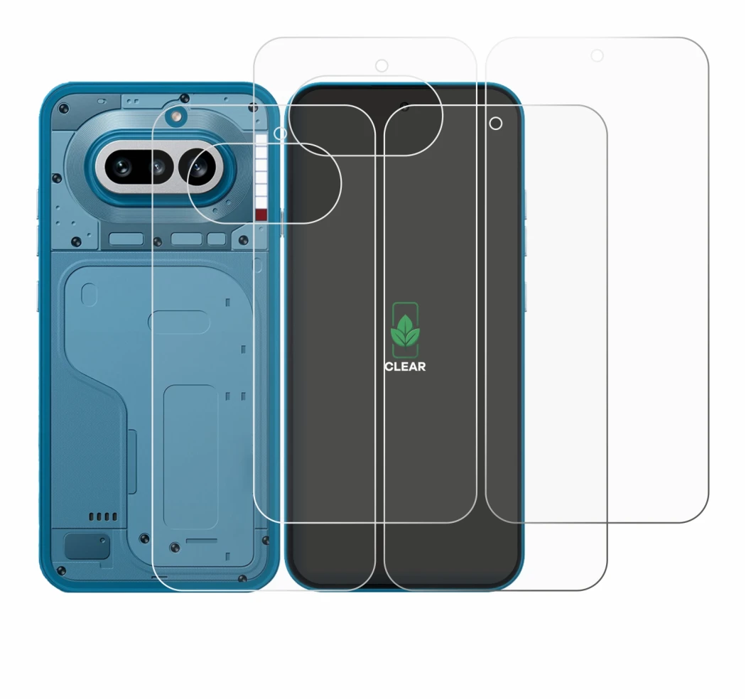 Image de l'appareil Nothing Phone (4a) (Avant+Arrière) avec une grande variété de protections d'écran.