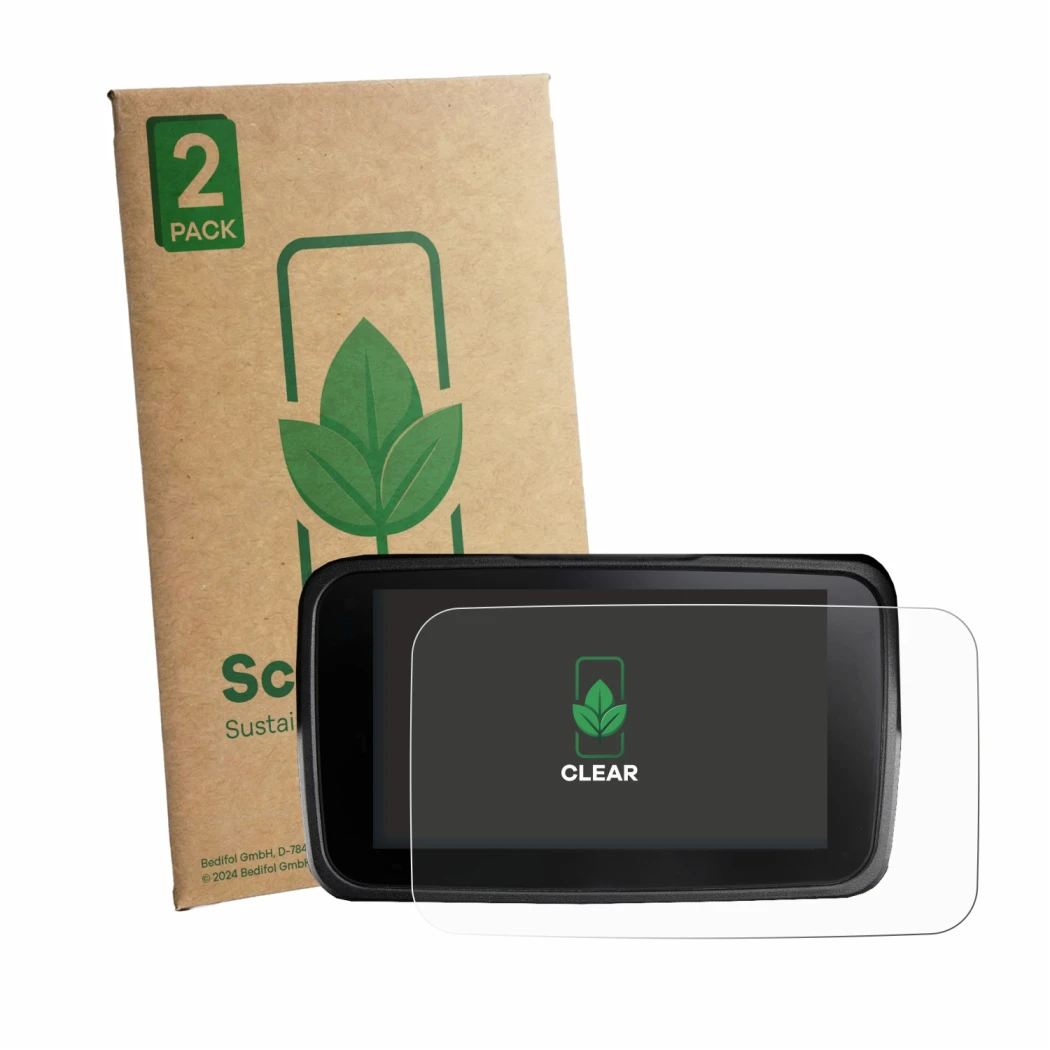Face avant d’un emballage produit avec le logo de la marque ScreenLeaf. À côté, l’appareil Kymco CV3 575 2026 est représenté a