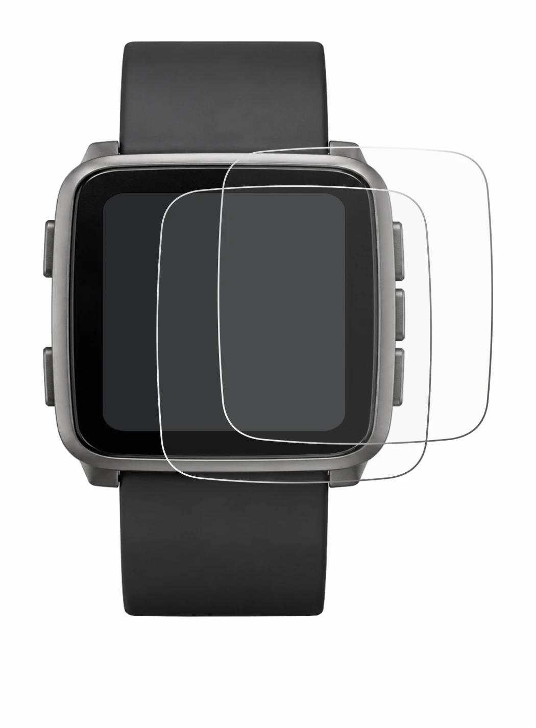 Image de l'appareil Pebble Time 2 2026 avec une grande variété de protections d'écran.