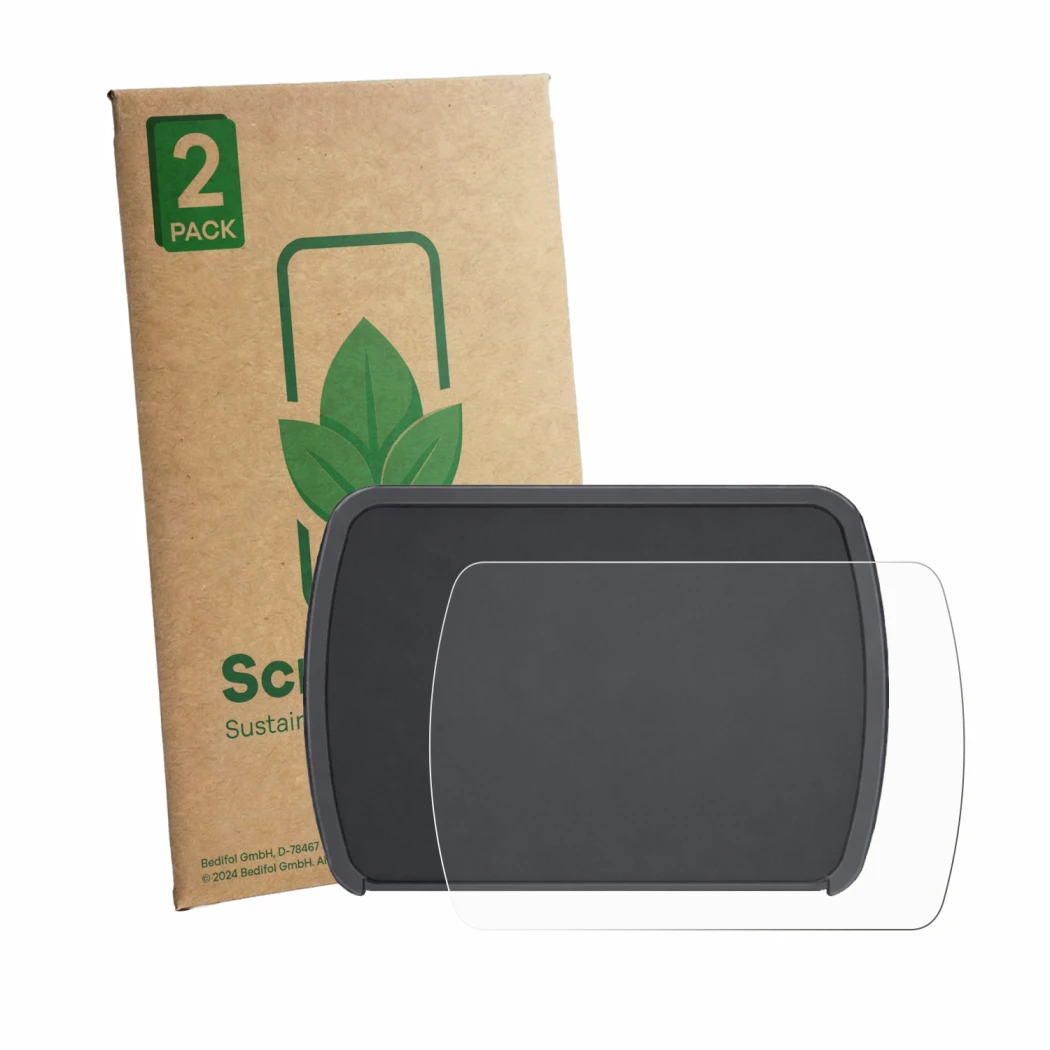 Face avant d’un emballage produit avec le logo de la marque ScreenLeaf. À côté, l’appareil Motocaddy M1 DHC 2026 est représent