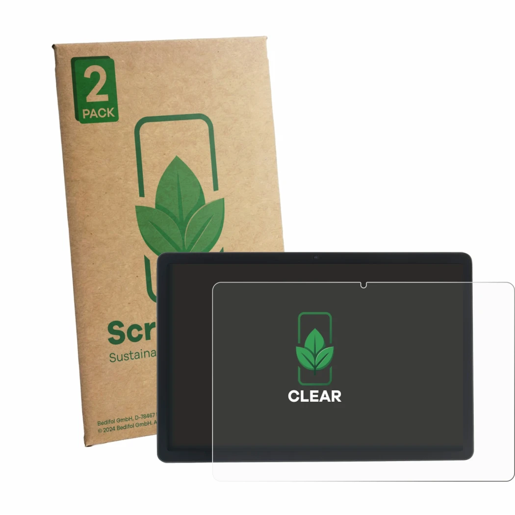 Face avant d’un emballage produit avec le logo de la marque ScreenLeaf. À côté, l’appareil Acepad A172 est représenté avec la 