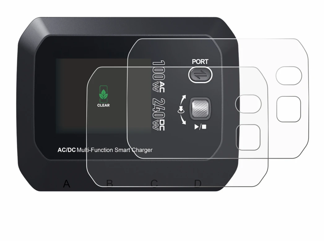Image de l'appareil SkyRc Q100 Neo avec une grande variété de protections d'écran.