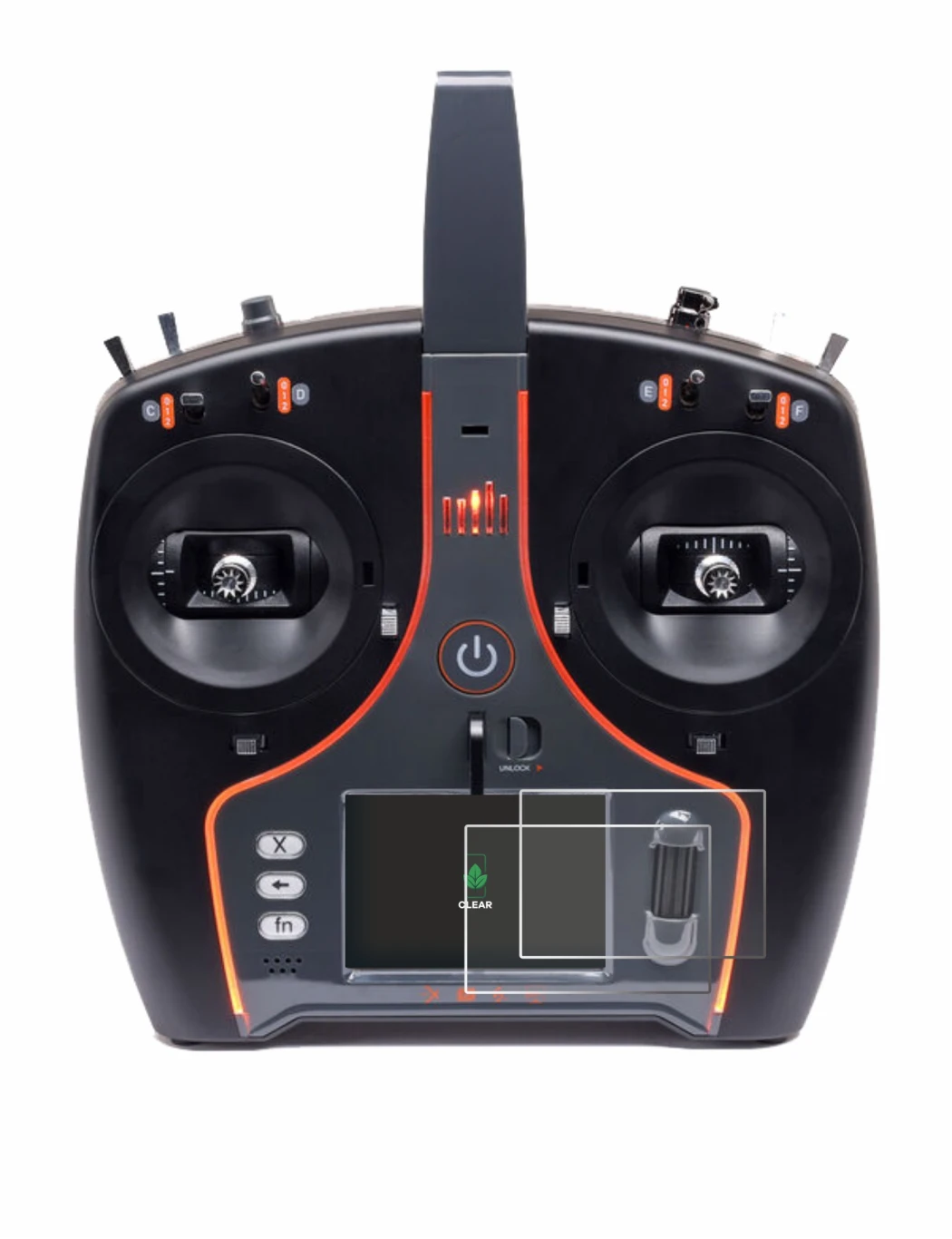 Image de l'appareil Spektrum NX7e Plus avec une grande variété de protections d'écran.