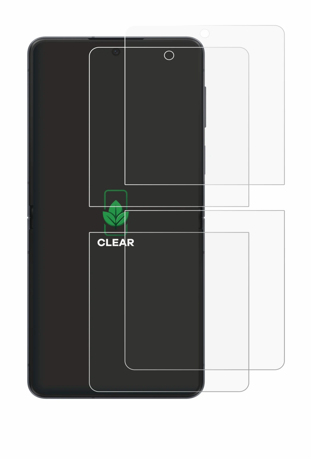 Image de l'appareil Samsung Galaxy Z Flip 8 avec une grande variété de protections d'écran.