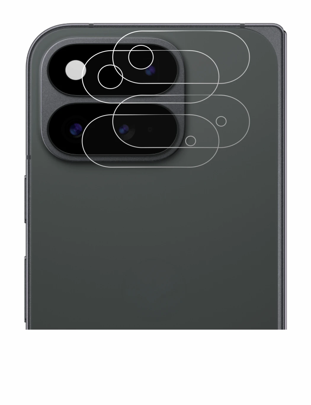 Image de l'appareil Google Pixel 11 Pro Fold (Caméra UNIQUEMENT) avec une grande variété de protections d'écran.