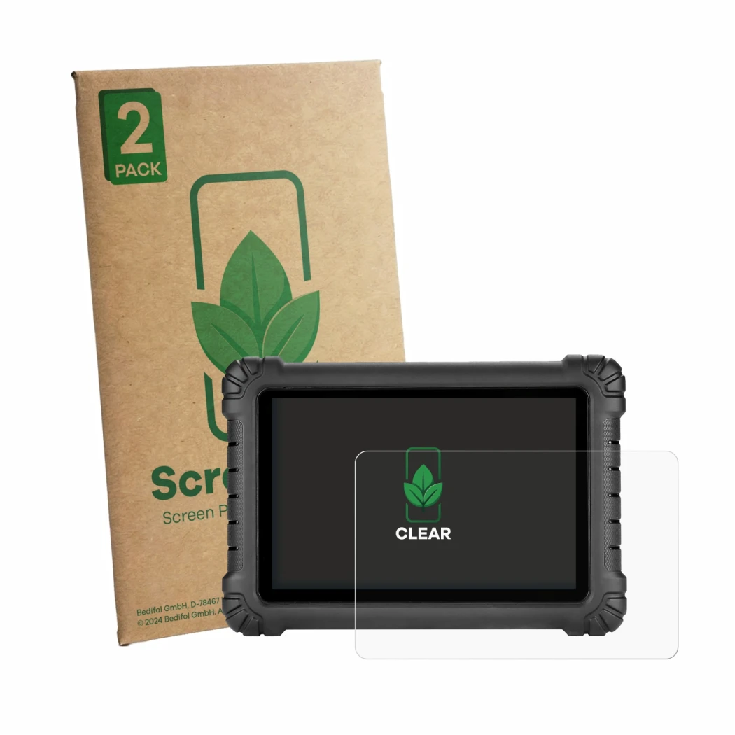 Face avant d’un emballage produit avec le logo de la marque ScreenLeaf. À côté, l’appareil Autel MaxiSys MS906 MAX est représe