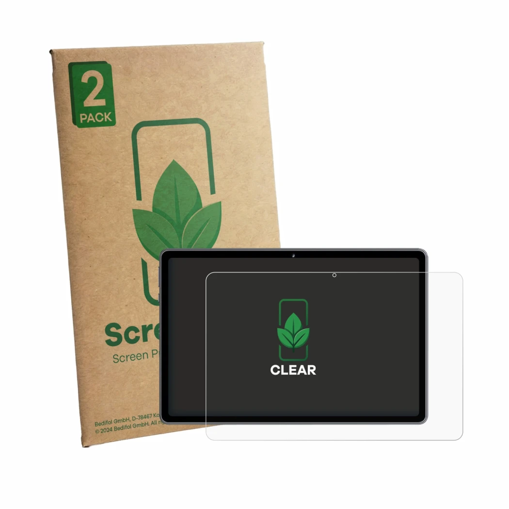 Face avant d’un emballage produit avec le logo de la marque ScreenLeaf. À côté, l’appareil Raemond M70 11