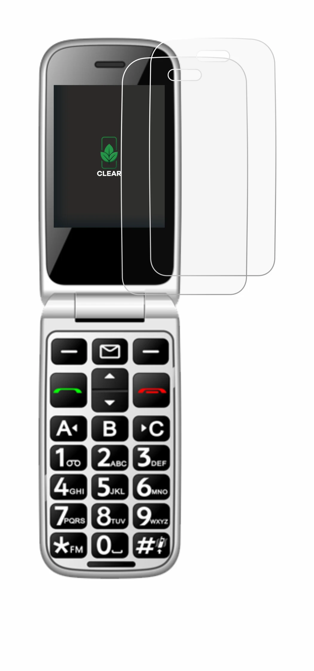 Image de l'appareil artfone F20 avec une grande variété de protections d'écran.