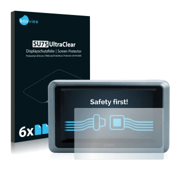 Face avant d’un emballage produit avec le logo de la marque Savvies. À côté, l’appareil Garmin zumo 660 est représenté avec la