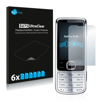 Face avant d’un emballage produit avec le logo de la marque Savvies. À côté, l’appareil Nokia 6700 classic est représenté avec