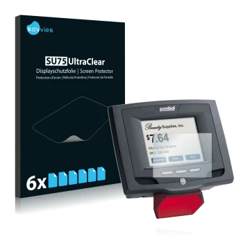 Face avant d’un emballage produit avec le logo de la marque Savvies. À côté, l’appareil Symbol MK500 est représenté avec la pr