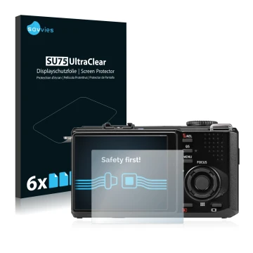 Face avant d’un emballage produit avec le logo de la marque Savvies. À côté, l’appareil Sigma DP2 Merrill est représenté avec 