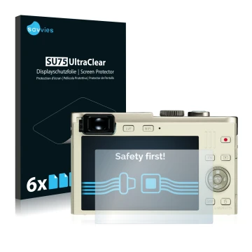 Face avant d’un emballage produit avec le logo de la marque Savvies. À côté, l’appareil Leica C (Typ 112) est représenté avec 