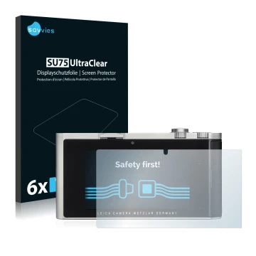 Face avant d’un emballage produit avec le logo de la marque Savvies. À côté, l’appareil Leica T (Typ 701) est représenté avec 