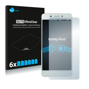 Face avant d’un emballage produit avec le logo de la marque Savvies. À côté, l’appareil Doogee Ibiza F2 est représenté avec la