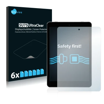 Face avant d’un emballage produit avec le logo de la marque Savvies. À côté, l’appareil Kiano SlimTab 8 est représenté avec la