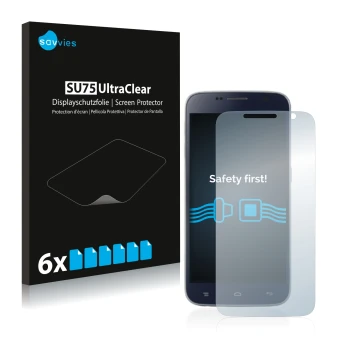 Face avant d’un emballage produit avec le logo de la marque Savvies. À côté, l’appareil Landvo L8 est représenté avec la prote