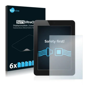 Face avant d’un emballage produit avec le logo de la marque Savvies. À côté, l’appareil est représenté avec la protection d’éc