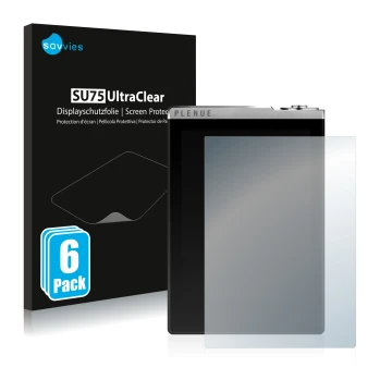 Face avant d’un emballage produit avec le logo de la marque Savvies. À côté, l’appareil Cowon Plenue D est représenté avec la 