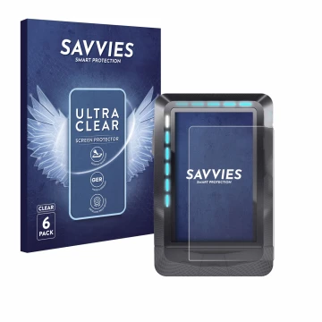 Face avant d’un emballage produit avec le logo de la marque Savvies. À côté, l’appareil Wahoo Elemnt GPS est représenté avec l