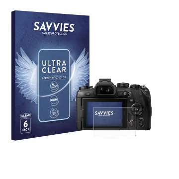 Face avant d’un emballage produit avec le logo de la marque Savvies. À côté, l’appareil Olympus OM-D E-M1 Mark II est représen