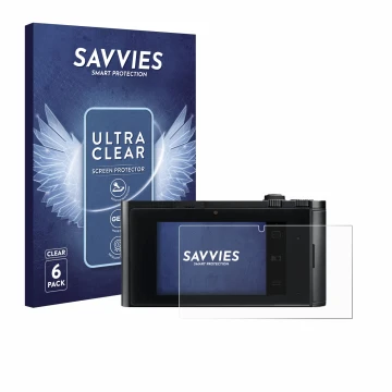 Face avant d’un emballage produit avec le logo de la marque Savvies. À côté, l’appareil Leica TL2 est représenté avec la prote