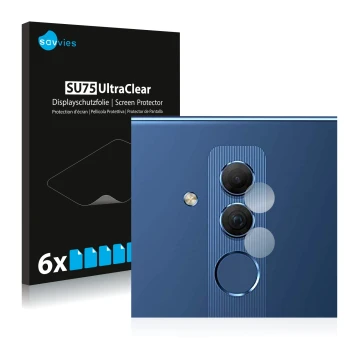 Face avant d’un emballage produit avec le logo de la marque Savvies. À côté, l’appareil Huawei Mate 20 lite (Caméra UNIQUEMENT