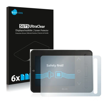 Face avant d’un emballage produit avec le logo de la marque Savvies. À côté, l’appareil ISDT BG-8S est représenté avec la prot