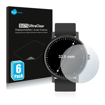 Face avant d’un emballage produit avec le logo de la marque Savvies. À côté, l’appareil Circulaire Displays (ø: 32 mm) est rep