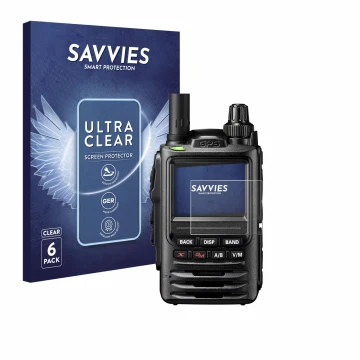 Face avant d’un emballage produit avec le logo de la marque Savvies. À côté, l’appareil Yaesu FT-3D est représenté avec la pro