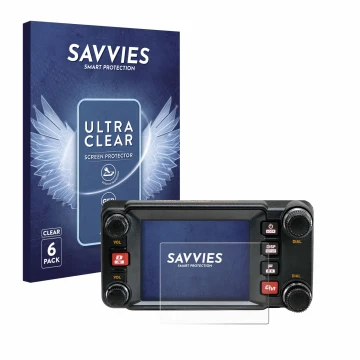 Face avant d’un emballage produit avec le logo de la marque Savvies. À côté, l’appareil Yaesu FTM-400XDR est représenté avec l