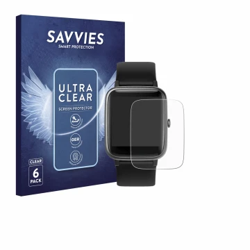 Face avant d’un emballage produit avec le logo de la marque Savvies. À côté, l’appareil Fitpolo ID205L 1.3
