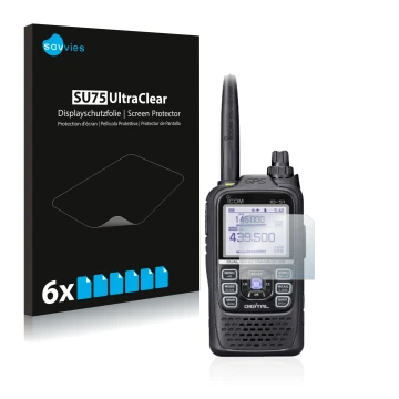 Face avant d’un emballage produit avec le logo de la marque Savvies. À côté, l’appareil Icom ID-51E Plus 2 est représenté avec