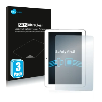 Face avant d’un emballage produit avec le logo de la marque Savvies. À côté, l’appareil Toscido X104 10