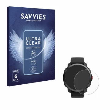 Face avant d’un emballage produit avec le logo de la marque Savvies. À côté, l’appareil Polar Grit X est représenté avec la pr
