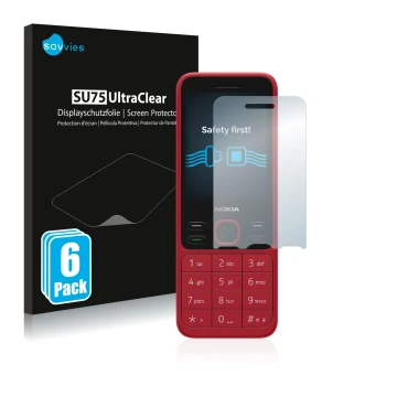 Face avant d’un emballage produit avec le logo de la marque Savvies. À côté, l’appareil Nokia 150 2020 est représenté avec la 