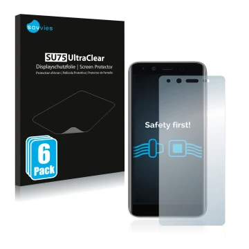 Face avant d’un emballage produit avec le logo de la marque Savvies. À côté, l’appareil Emporia Smart 3 mini est représenté av