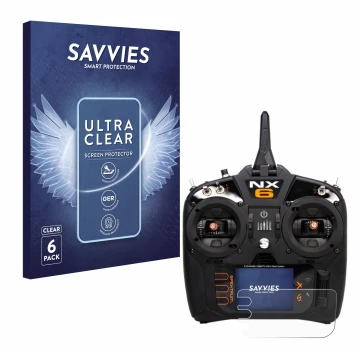 Face avant d’un emballage produit avec le logo de la marque Savvies. À côté, l’appareil Spektrum NX10 est représenté avec la p