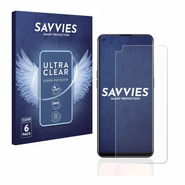 Face avant d’un emballage produit avec le logo de la marque Savvies. À côté, l’appareil Oppo A94 5G est représenté avec la pro