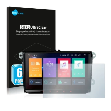 Face avant d’un emballage produit avec le logo de la marque Savvies. À côté, l’appareil Xtrons PBE90MTVL est représenté avec l