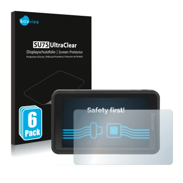 Face avant d’un emballage produit avec le logo de la marque Savvies. À côté, l’appareil Desview R5 5.5