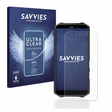 Face avant d’un emballage produit avec le logo de la marque Savvies. À côté, l’appareil Oukitel WP12 Pro est représenté avec l