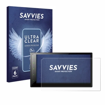 Face avant d’un emballage produit avec le logo de la marque Savvies. À côté, l’appareil Pioneer SPH-DA160DAB est représenté av