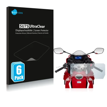 Face avant d’un emballage produit avec le logo de la marque Savvies. À côté, l’appareil Honda CBR650R 2019-2021 est représenté