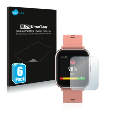 Face avant d’un emballage produit avec le logo de la marque Savvies. À côté, l’appareil Denver SW-164 est représenté avec la p