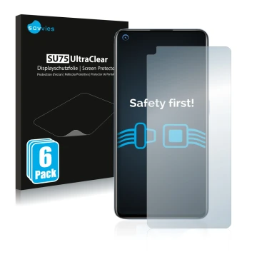 Face avant d’un emballage produit avec le logo de la marque Savvies. À côté, l’appareil realme GT Neo 2 est représenté avec la