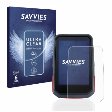Face avant d’un emballage produit avec le logo de la marque Savvies. À côté, l’appareil Sigma ROX 4.0 est représenté avec la p