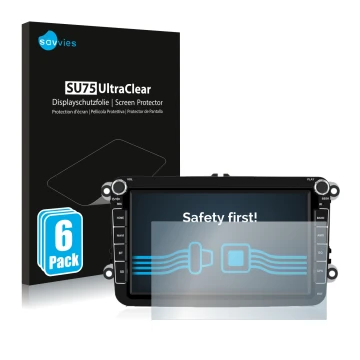 Face avant d’un emballage produit avec le logo de la marque Savvies. À côté, l’appareil Isudar T72 8