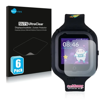 Face avant d’un emballage produit avec le logo de la marque Savvies. À côté, l’appareil SoyMomo Space 2.0 est représenté avec 