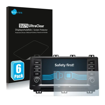 Face avant d’un emballage produit avec le logo de la marque Savvies. À côté, l’appareil Seat Ateca 2017 est représenté avec la